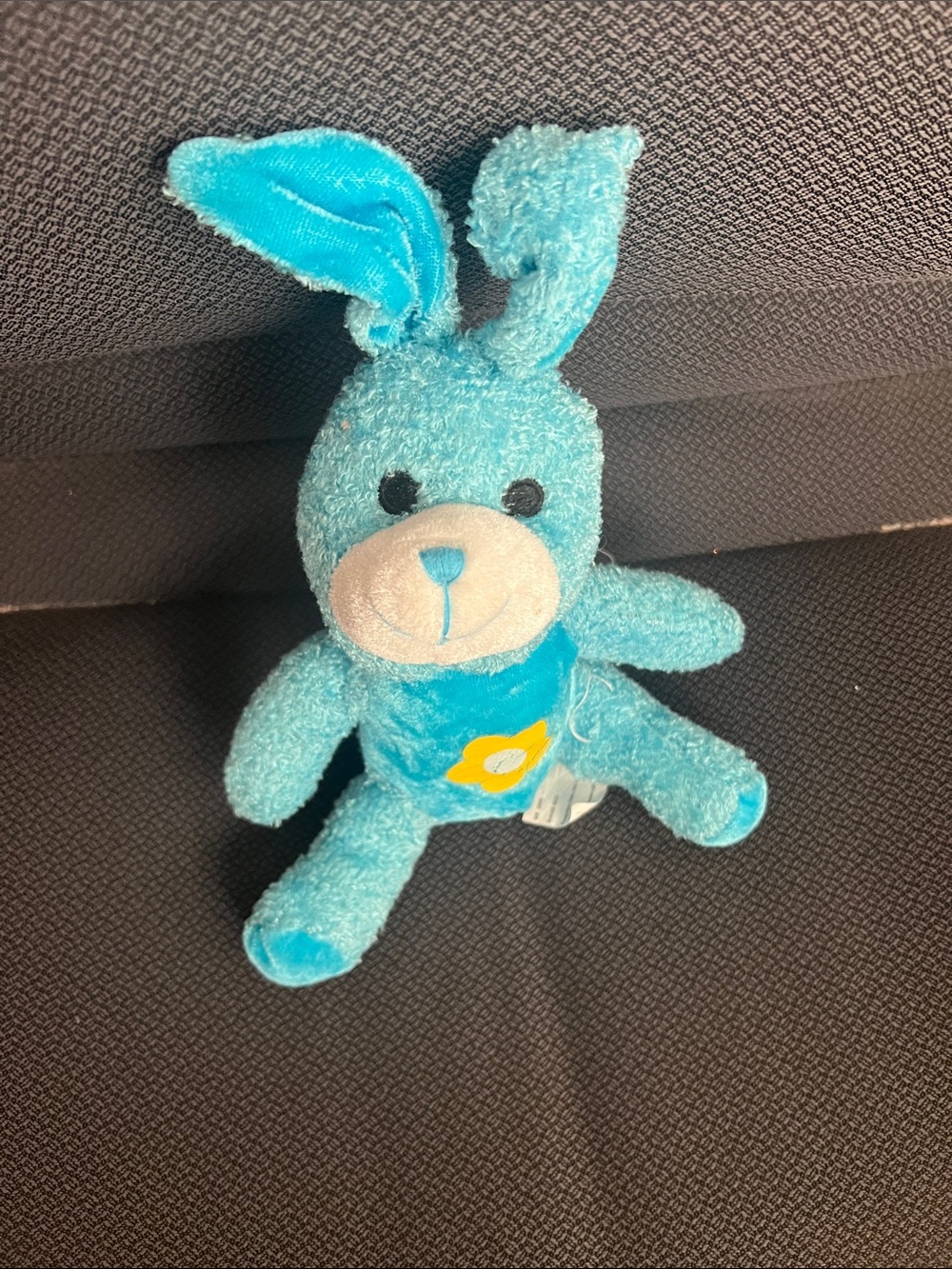Blue Plush Bunny Stuffed Toy with Flower Accent